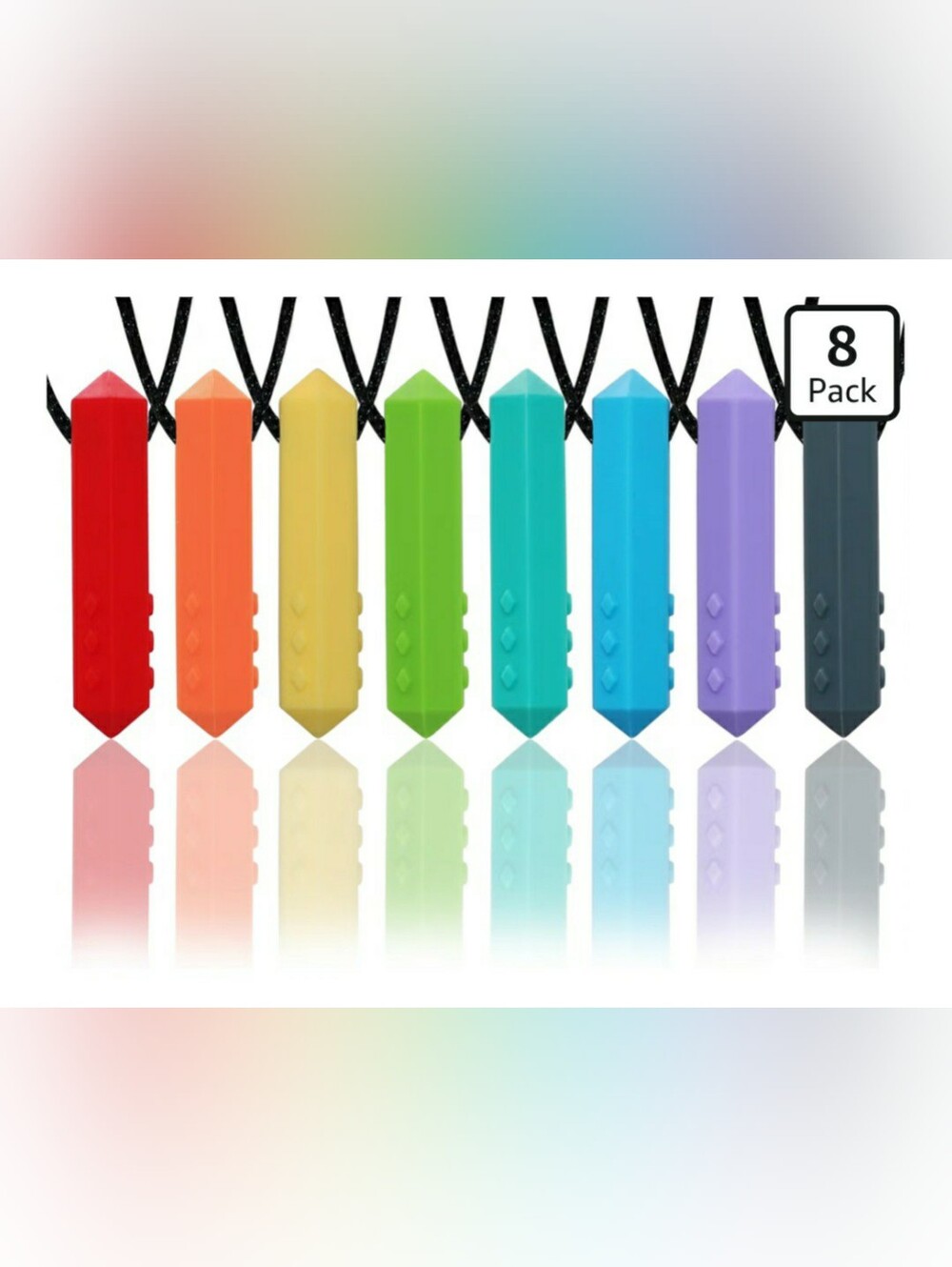 Chew Necklaces for Sensory Kids, 8 Pack Chewy Necklace